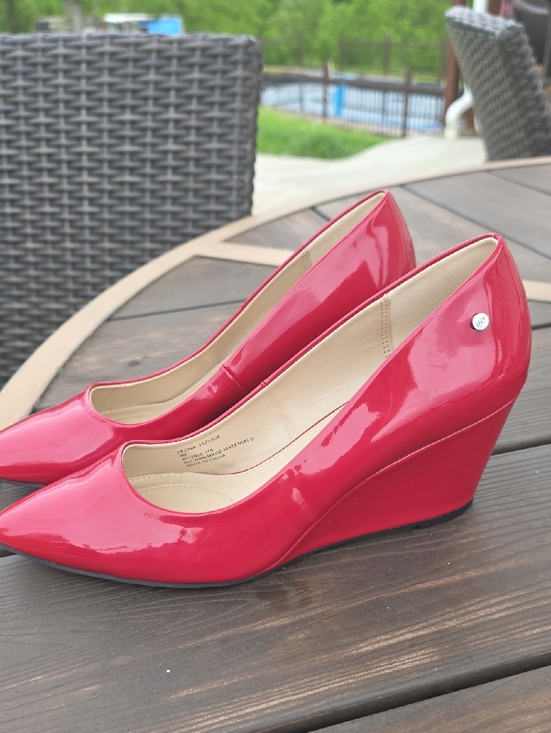 Jones New York Shoes - Jones New York Red Patent Wedge Pumps